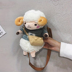 Plush Sheep Crossbody Bag Faux Fur Shoulder Purse