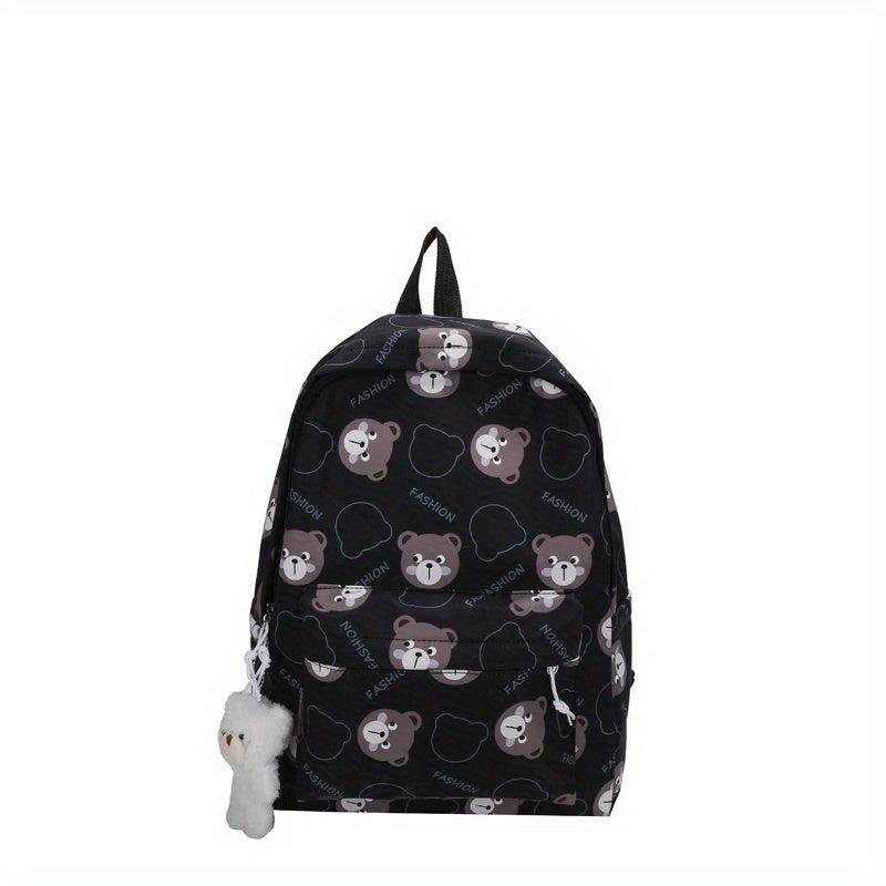Bear Print Backpack Lightweight Schoolbag Large Capacity