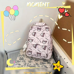 Bear Print Backpack Lightweight Schoolbag Large Capacity