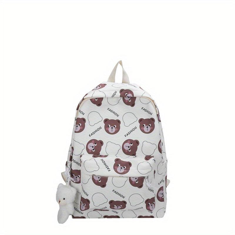 Bear Print Backpack Lightweight Schoolbag Large Capacity