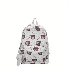 Bear Print Backpack Lightweight Schoolbag Large Capacity