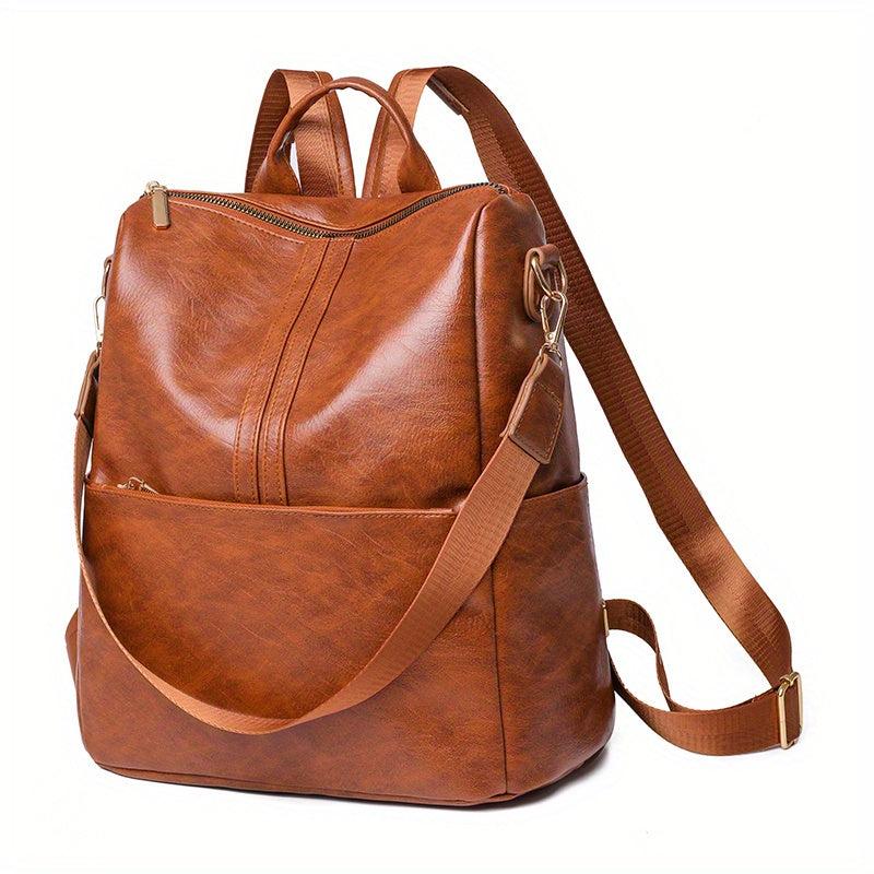 Waterproof Casual PU Leather Backpack Women's Handbag & Shoulder Bag