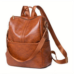 Waterproof Casual PU Leather Backpack Women's Handbag & Shoulder Bag