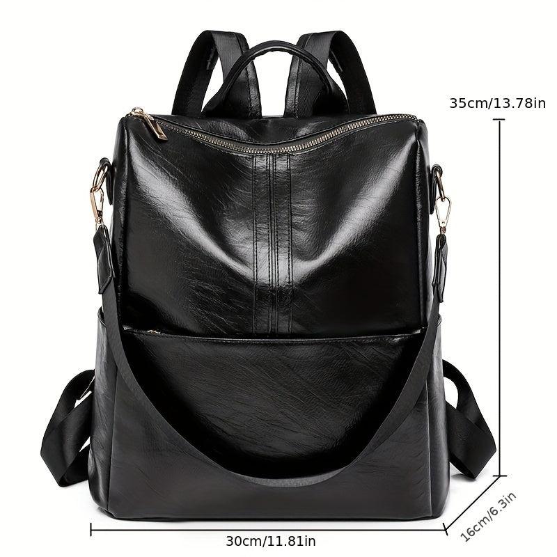 Waterproof Casual PU Leather Backpack Women's Handbag & Shoulder Bag