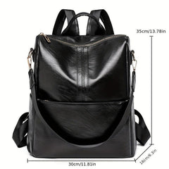Waterproof Casual PU Leather Backpack Women's Handbag & Shoulder Bag