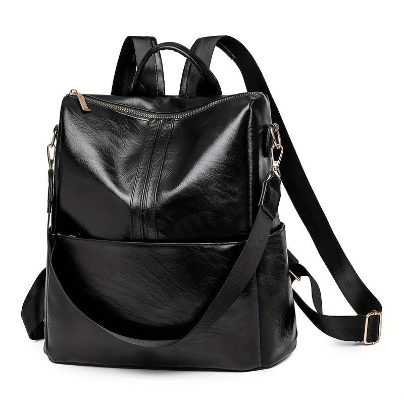 Waterproof Casual PU Leather Backpack Women's Handbag & Shoulder Bag