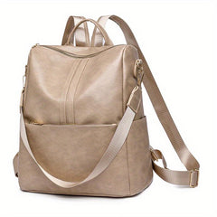 Waterproof Casual PU Leather Backpack Women's Handbag & Shoulder Bag