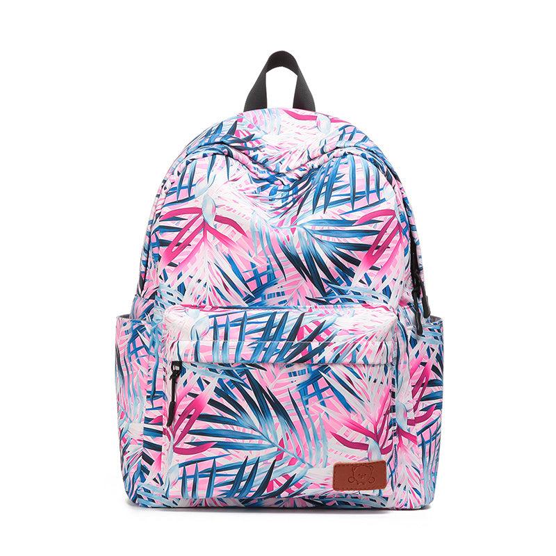 Leaf Graphic Classic Backpack Cartoon Patch Zipper Bookbag