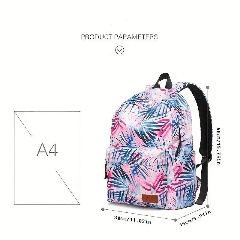 Leaf Graphic Classic Backpack Cartoon Patch Zipper Bookbag