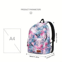 Leaf Graphic Classic Backpack Cartoon Patch Zipper Bookbag