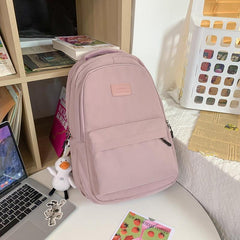 Patch Detail Backpack Preppy Style Bookbag Casual Travel Daypack