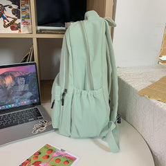 Patch Detail Backpack Preppy Style Bookbag Casual Travel Daypack