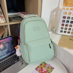 Patch Detail Backpack Preppy Style Bookbag Casual Travel Daypack