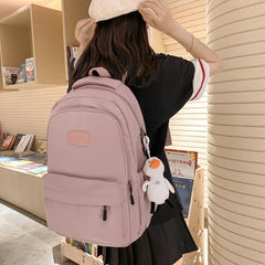 Patch Detail Backpack Preppy Style Bookbag Casual Travel Daypack