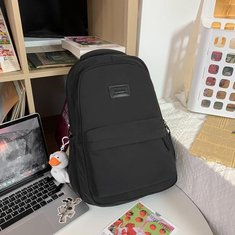 Patch Detail Backpack Preppy Style Bookbag Casual Travel Daypack