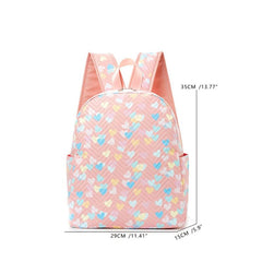 Heart Pattern Large Capacity Backpack PU Leather Waterproof School Backpack