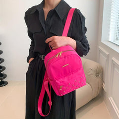 Pink Rivet Decor Backpack Y2K Quilted Rucksack Women's Backpack & Purse
