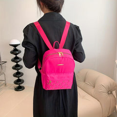 Pink Rivet Decor Backpack Y2K Quilted Rucksack Women's Backpack & Purse