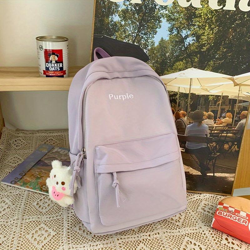 Letter Embroidery Laptop Backpack Large Capacity Travel Daypack