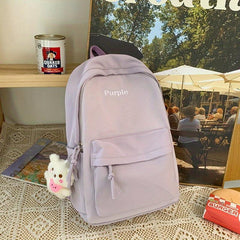 Letter Embroidery Laptop Backpack Large Capacity Travel Daypack