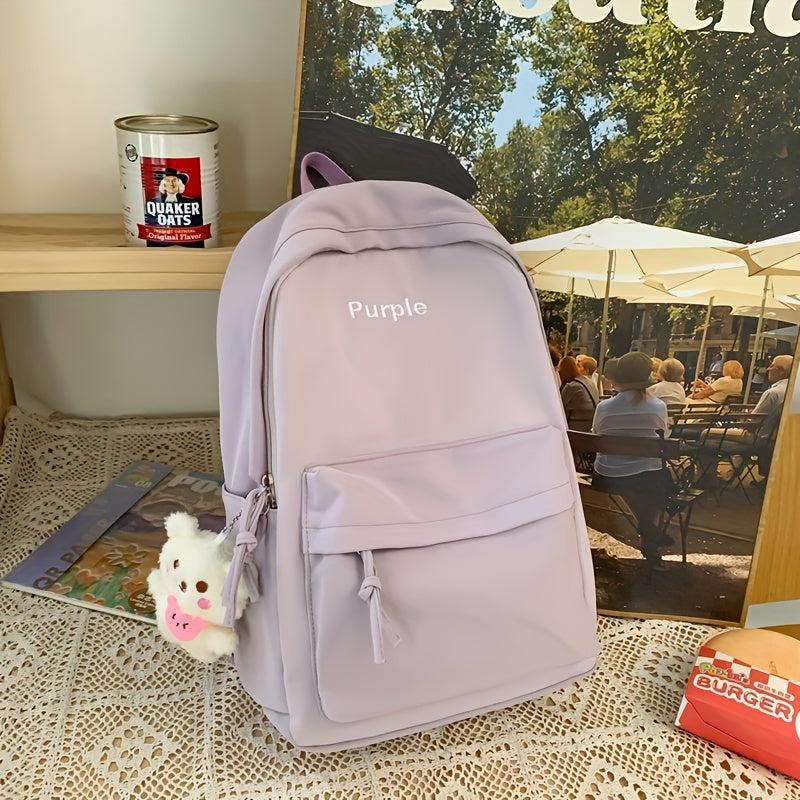 Letter Embroidery Laptop Backpack Large Capacity Travel Daypack