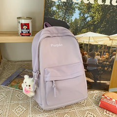 Letter Embroidery Laptop Backpack Large Capacity Travel Daypack
