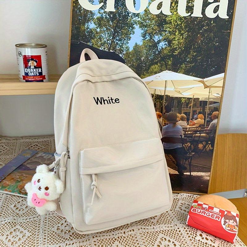 Letter Embroidery Laptop Backpack Large Capacity Travel Daypack