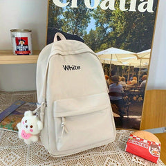Letter Embroidery Laptop Backpack Large Capacity Travel Daypack