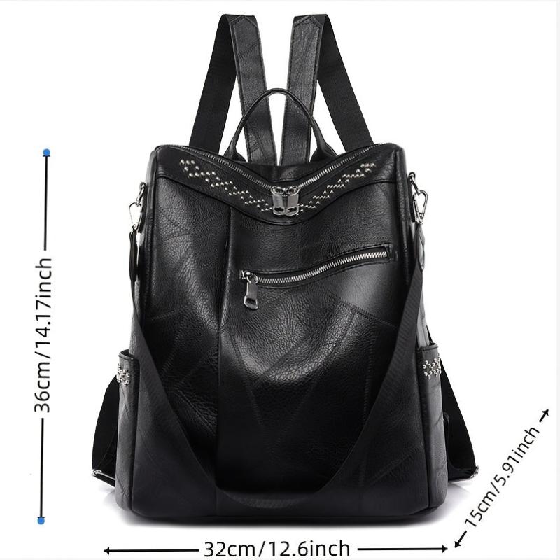 Studded Decor Backpack Purse Faux Leather Shoulder Bag