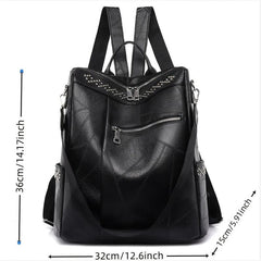 Studded Decor Backpack Purse Faux Leather Shoulder Bag