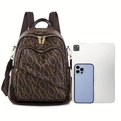 Retro Letter Backpack Vegan Leather Schoolbag