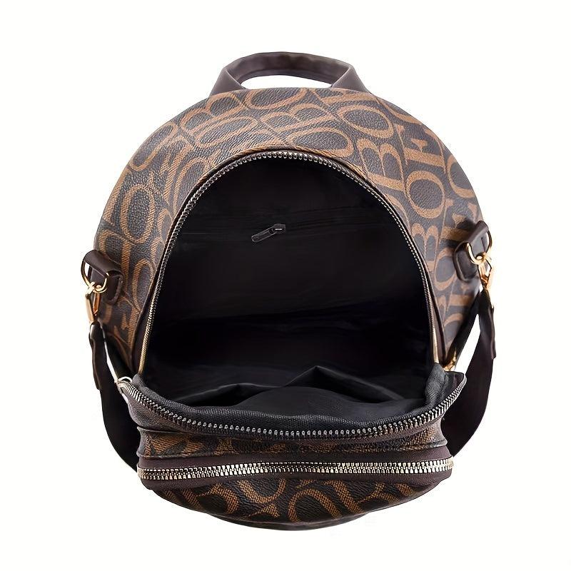 Retro Letter Backpack Vegan Leather Schoolbag