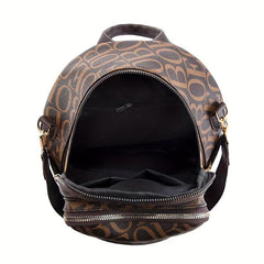 Retro Letter Backpack Vegan Leather Schoolbag