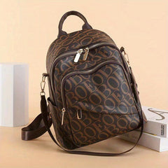 Retro Letter Backpack Vegan Leather Schoolbag
