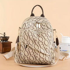 Retro Letter Backpack Vegan Leather Schoolbag