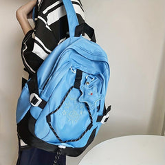 Star Pendant Planet Theme Large Capacity Preppy Backpack