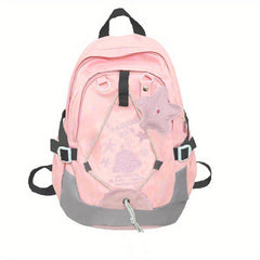 Star Pendant Planet Theme Large Capacity Preppy Backpack