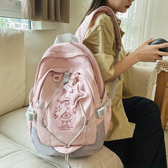 Star Pendant Planet Theme Large Capacity Preppy Backpack
