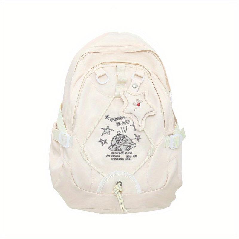 Star Pendant Planet Theme Large Capacity Preppy Backpack