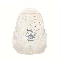 Star Pendant Planet Theme Large Capacity Preppy Backpack