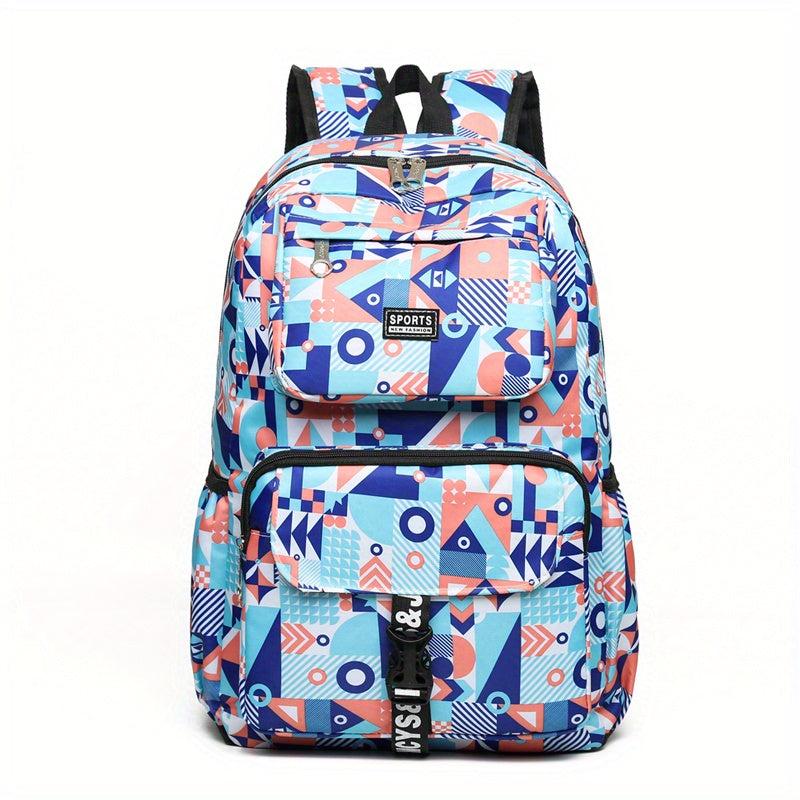 Geometric Pattern Backpack Lightweight Travel School Bag