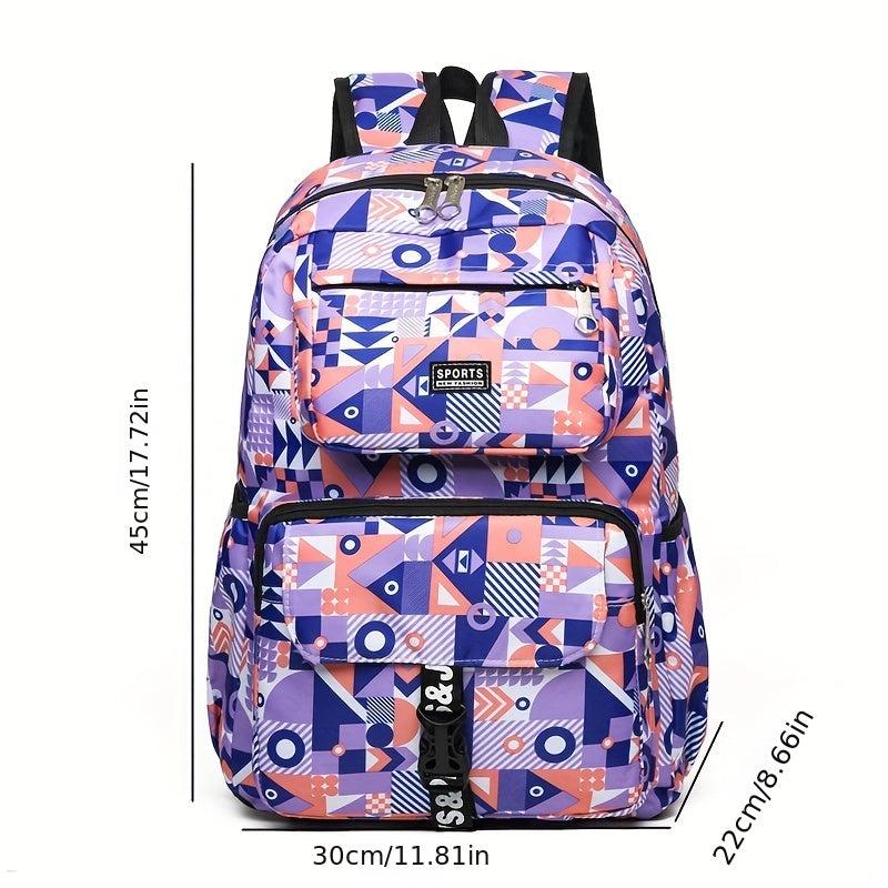 Geometric Pattern Backpack Lightweight Travel School Bag