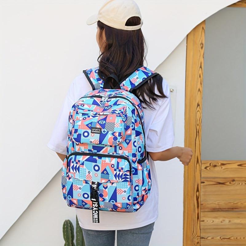 Geometric Pattern Backpack Lightweight Travel School Bag