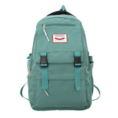 Letter Patch Decor Backpack Zipper Bookbag Schoolbag Student