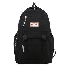 Letter Patch Decor Backpack Zipper Bookbag Schoolbag Student