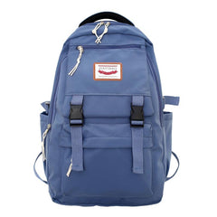Letter Patch Decor Backpack Zipper Bookbag Schoolbag Student