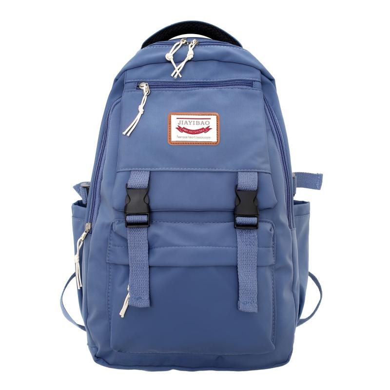 Letter Patch Decor Backpack Zipper Bookbag Schoolbag Student
