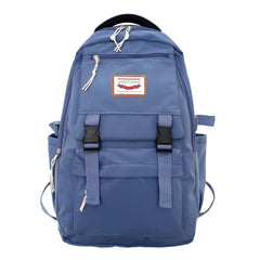Letter Patch Decor Backpack Zipper Bookbag Schoolbag Student