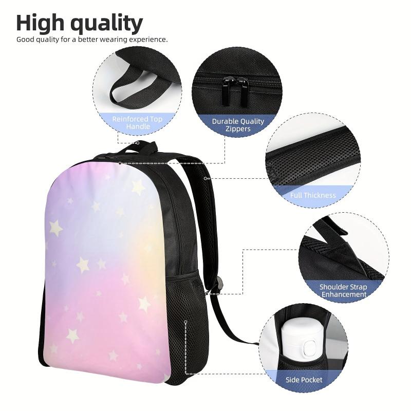 Gradient Pattern Backpack Zipper Storage Rucksack School Bag