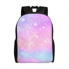 Gradient Pattern Backpack Zipper Storage Rucksack School Bag